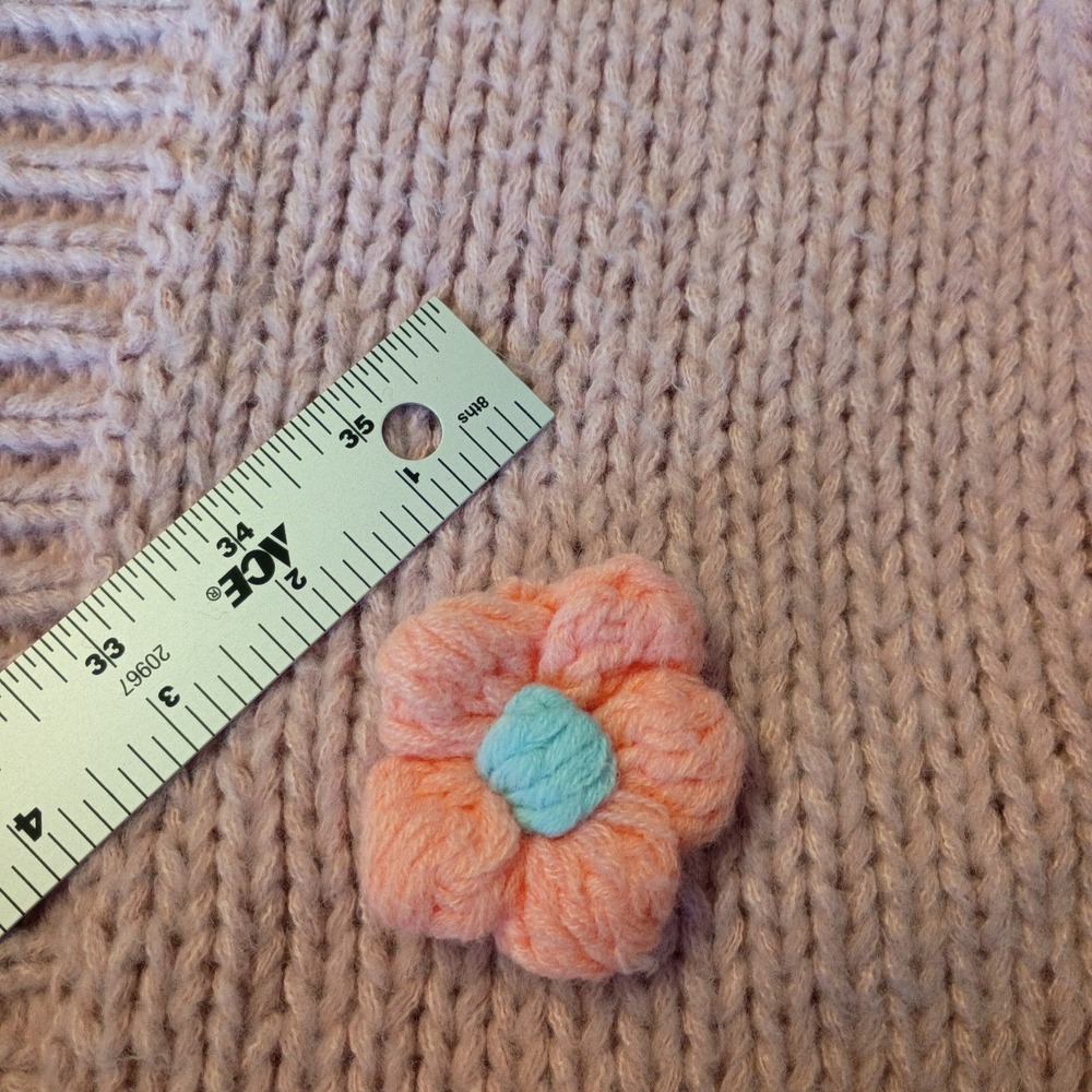 Maeve Anthropologie Chunky‎ 3D Flower Knit Cardigan O/S Pink Sweater Has Flaw - Picture 7 of 13